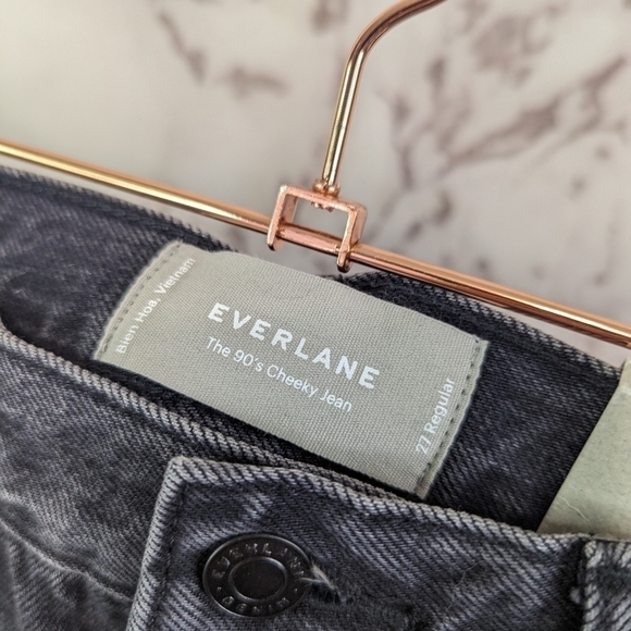 Everlane Jeans Button Fly 90s Cheeky Straight High Rise Washed Black NEW - Picture 5 of 15